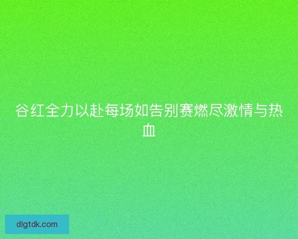 谷红全力以赴每场如告别赛燃尽激情与热血